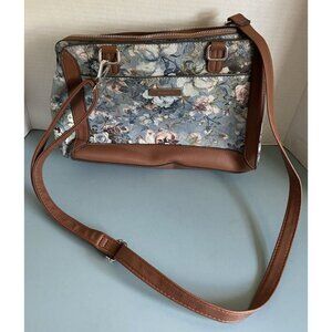 Rosetti floral and faux leather shoulder bag adjustable strap purse blue pink